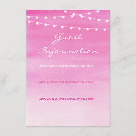 明るい赤紫色水の色の文字列ライトゲスト情報 エンクロージャーカード