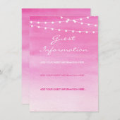 明るい赤紫色水の色の文字列ライトゲスト情報 エンクロージャーカード (正面/裏面)