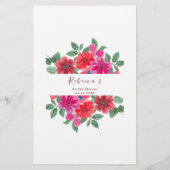 明るい赤紫色水彩フローラブライダルシャワーアドバイス (裏面)