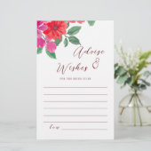 明るい赤紫色水彩フローラブライダルシャワーアドバイス (スタンド正面)