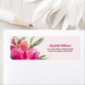 明るい赤紫色水彩フローラ差出人住所ラベル ラベル (インサイチュ)