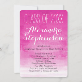 明るい赤紫色水彩卒業パーティー招待状 招待状