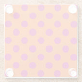 明るい赤紫色水玉模様オンオレンジ ガラスコースター (裏面)