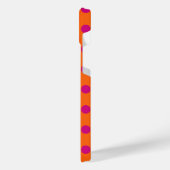 明るい赤紫色水玉模様オンオレンジ iPhoneケース (左側面)