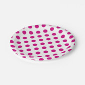 明るい赤紫色水玉模様 ペーパープレート (アングル)