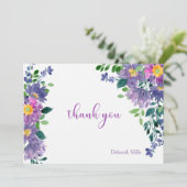 明るい赤紫色水色パーソナライズされたノートカード サンキューカード (スタンド正面)