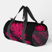 明るい赤紫色牡丹フラワーフローラアートパーソナライズされた ダッフルバッグ (右コーナー)