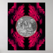 明るい赤紫色牡丹フローラフレーム独自の写真を作成 ポスター (正面)