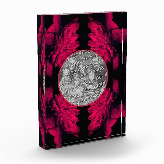 明るい赤紫色牡丹抽象芸術フローラの追加 フォトブロック (左)