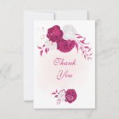明るい赤紫色白い花の植物性結婚の サンキューカード (正面)