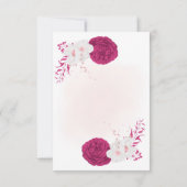 明るい赤紫色白い花の植物性結婚の サンキューカード (裏面)