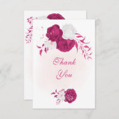 明るい赤紫色白い花の植物性結婚の サンキューカード (正面/裏面)