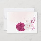 明るい赤紫色白い花の植物性結婚の サンキューカード (裏面)