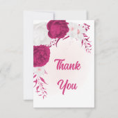 明るい赤紫色白い花の植物性結婚の サンキューカード (正面)