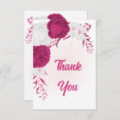明るい赤紫色白い花の植物性結婚の サンキューカード (正面/裏面)