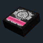明るい赤紫色白黒ダマスク結婚記念日 ギフトボックス<br><div class="desc">黒漆器結婚デザイカスタムナージュエリー結婚ボックスまたはメモリパーソナライズされたボックスの記念エレガント祭クリスマスユニークギフトまたはバレンタインデーのギフト</div>