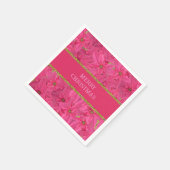 明るい赤紫色着色指節花カスタム柄 スタンダードカクテルナプキン (角)