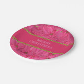 明るい赤紫色着色指節花カスタム柄 ペーパープレート (アングル)