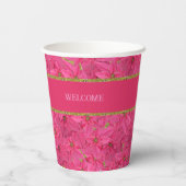 明るい赤紫色着色指節花カスタム柄 紙コップ (裏面)