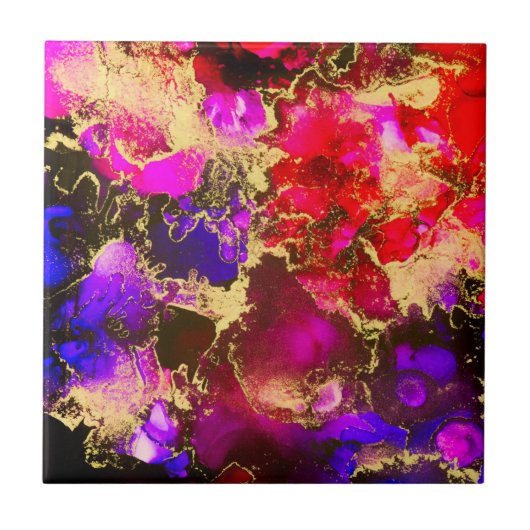明るい赤紫色素晴らしアルコールイ絵画ンク タイル (正面)