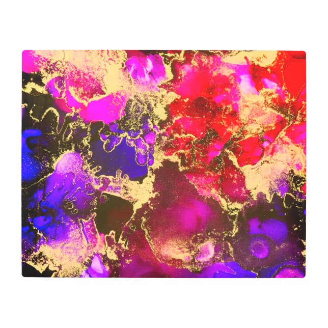 明るい赤紫色素晴らしアルコールイ絵画ンク メタルプリント (正面)