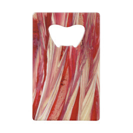 明るい赤紫色羽毛 クレジットカード栓抜き