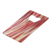 明るい赤紫色羽毛 クレジットカード栓抜き (正面アングル)