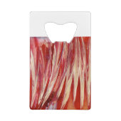 明るい赤紫色羽毛 クレジットカード栓抜き (裏面)