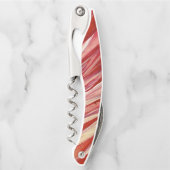 明るい赤紫色羽毛 ソムリエナイフ (正面)