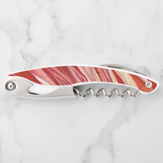 明るい赤紫色羽毛 ソムリエナイフ (正面)