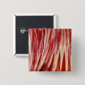 明るい赤紫色羽飾り 缶バッジ (正面&裏面)