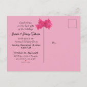 明るい赤紫色色ポインセティアス、カスタムクリスマス インビテーションポストカード (裏面)