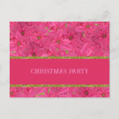 明るい赤紫色色ポインセティアス、カスタムクリスマス インビテーションポストカード (正面)