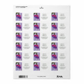 明るい赤紫色花水彩アドレス ラベル (フルシート)