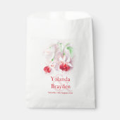 明るい赤紫色花紅水色結婚式の引き出物バッグ フェイバーバッグ (正面)