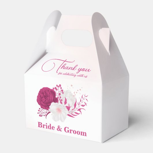 明るい赤紫色花結婚植物薬 フェイバーボックス (正面サイド)
