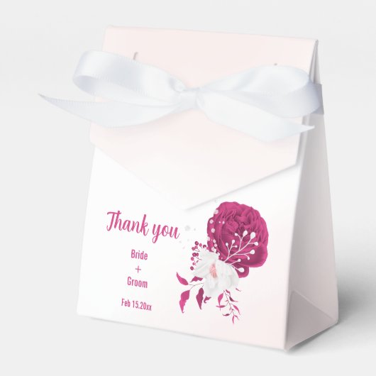 明るい赤紫色花結婚植物薬 フェイバーボックス (正面サイド)