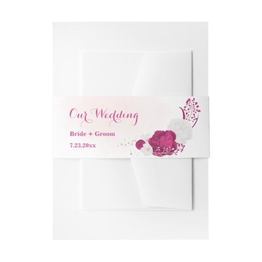 明るい赤紫色花結婚植物薬 招待状ベリーバンド (正面例)