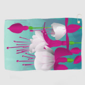 明るい赤紫色花 ゴルフタオル (横)