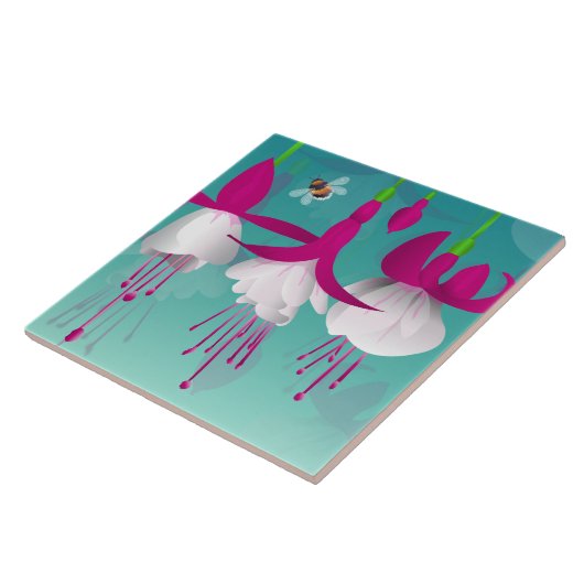 明るい赤紫色花 タイル (側面)