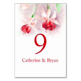 明るい赤紫色赤水色結婚花台番号 テーブルナンバー