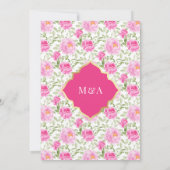 明るい赤紫色金ゴールドピンク花柄ムスリム結婚ズ 招待状 (裏面)