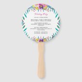 明るい赤紫色金ゴールドフローラシック結婚式 プログラムハンドファン ハンドファン (裏面)