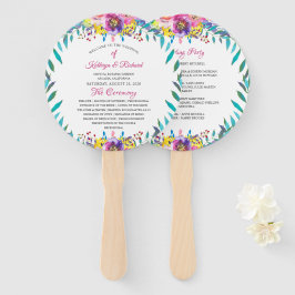 明るい赤紫色金ゴールドフローラシック結婚式 プログラムハンドファン ハンドファン