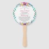 明るい赤紫色金ゴールドフローラシック結婚式 プログラムハンドファン ハンドファン (正面)