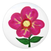 明るい赤紫色黄フローラ セラミックノブ (正面)