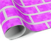 明るい赤紫色8ビットコンピュータゲームルックブリックパターン ラッピングペーパー (ロールコーナー)