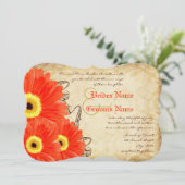 明るい赤紫色&オレンジガーベラデイジー結婚式招待状 招待状 (スタンド正面)