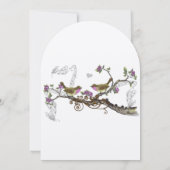 明るい赤紫色&グレーヴィンテージ鳥の結婚式の招待 招待状 (裏面)