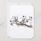 明るい赤紫色&グレーヴィンテージ鳥の結婚式の招待 招待状 (裏面)